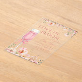 Liefde in Bloom Champagne Roze Boog Vrijgezellenfe Acryl Uitnodigingen (Laagn)
