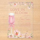 Liefde in Bloom Champagne Roze Boog Vrijgezellenfe Acryl Uitnodigingen (Voorkant)