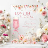 Liefde in Bloom Champagne Roze Boog Vrijgezellenfe Acryl Uitnodigingen