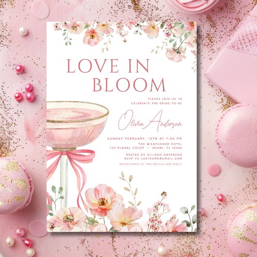 Liefde in Bloom Champagne Roze Boog Vrijgezellenfe Kaart