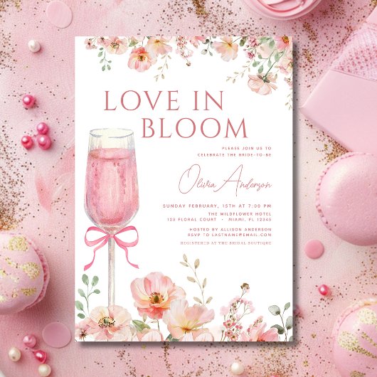 Liefde in Bloom Champagne Roze Boog Vrijgezellenfe Kaart