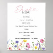 Liefde in Bloom Drink Menu Sign | Wildflower-thema Poster (Voorkant)