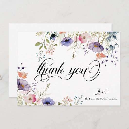 Liefde in Bloom | Floral Dank u Notitiekaartje (Voorkant / Achterkant)