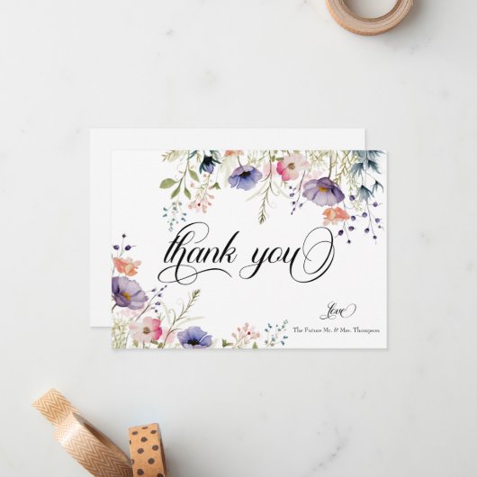 Liefde in Bloom | Floral Dank u Notitiekaartje