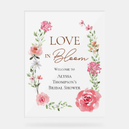 Liefde in Bloom Flowers Vrijgezellenfeest Welkomst Acryl Bord