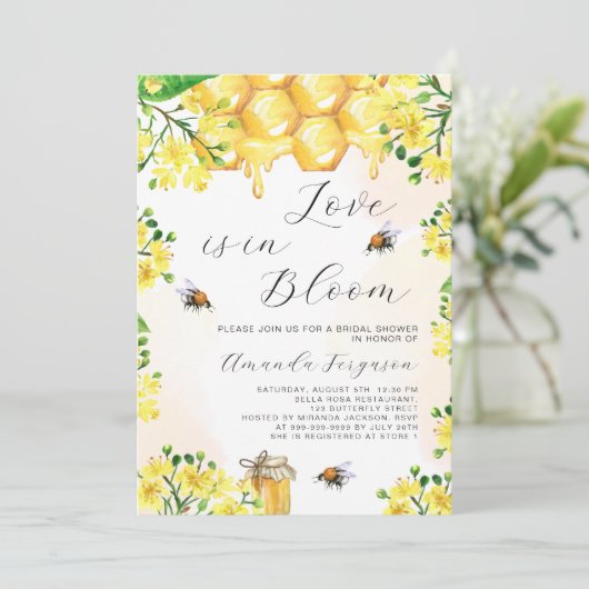 Liefde in Bloom geel bloemetjes bijen Vrijgezellen Kaart (Staand voorkant)