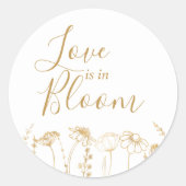Liefde in Bloom Gold Wildflower Sketch Ronde Sticker (Voorkant)
