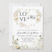 Liefde in Bloom Hart Bloem Monogrammen Trouwen Kaart (Voorkant)