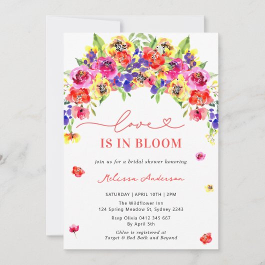 Liefde in Bloom Helder Kleurrijk Bloemen Vrijgezel Kaart (Voorkant)