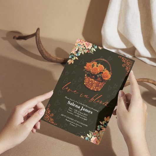 Liefde in Bloom Herfst Sinaasappel Bloemen Vrijgez Kaart