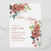 Liefde in Bloom Herfst Vrijgezellenfeest Roos Gold Folie Uitnodiging (Voorkant)