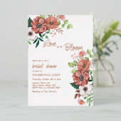 Liefde in Bloom Herfst Vrijgezellenfeest Roos Gold Folie Uitnodiging (Staand Voorkant)