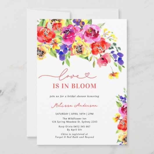 Liefde in Bloom Kleurrijk Bloemen Vrijgezellenfees Kaart (Voorkant)