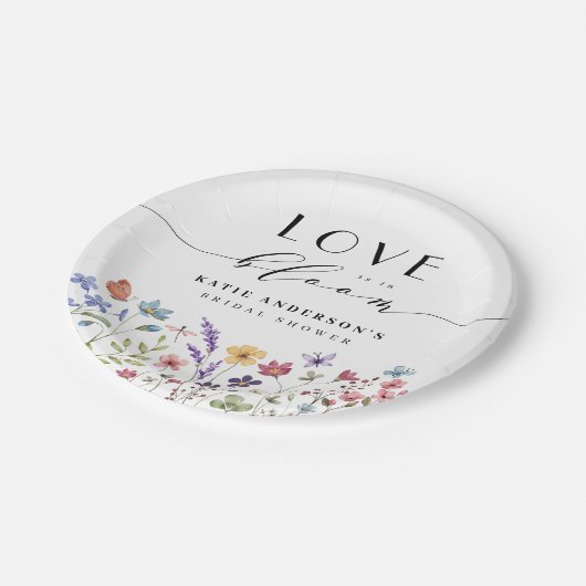 Liefde in Bloom Lente Zomer Bloemen Vrijgezellenfe Papieren Bordje (Gekanteld)