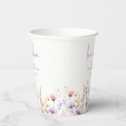 Liefde in Bloom Lila Wild Flowers Vrijgezellenfees Papieren Bekers (Rechts)