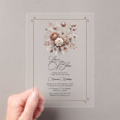 Liefde in Bloom Mocha Mousse Bloemen Vrijgezellenf Acryl Uitnodigingen (Insitu (Draagbaar))