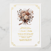 Liefde in Bloom Mocha Mousse Bloemen Vrijgezellenf Folie Uitnodiging (Voorkant)