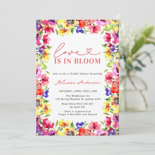 Liefde in Bloom Modern Kleurrijk Bloemen Vrijgezel Kaart (Staand voorkant)