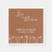 Liefde in Bloom Oranje Wildflower Sketch Wedding Servet (Voorkant)