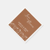 Liefde in Bloom Oranje Wildflower Sketch Wedding Servet (Hoek)