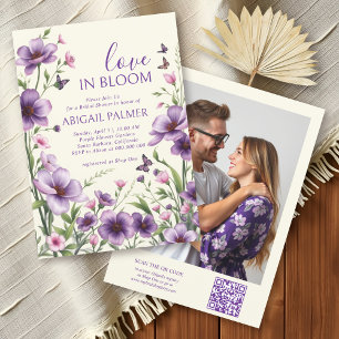 Liefde in Bloom paarse bloemen vrijgezellenfeest Kaart