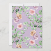 Liefde in Bloom Paarse Roos Bridal Shower Invitati Kaart (Achterkant)