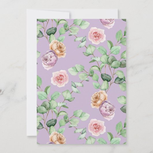 Liefde in Bloom Paarse Roos Bridal Shower Invitati Kaart (Achterkant)