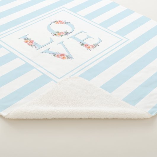 Liefde in Bloom Pastel Bloemen en Strepen Patroon Sherpa Deken (3/4)
