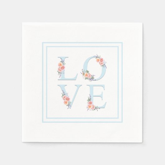 Liefde in Bloom Pastel Floral Alphabet Servetten (Voorkant)