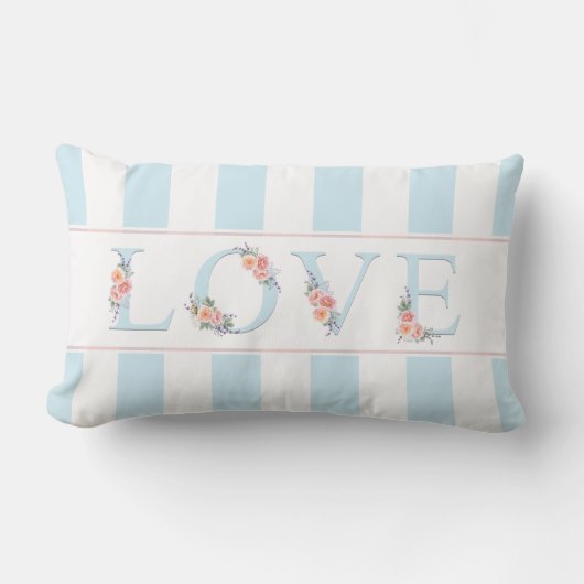 Liefde in Bloom Pastel Stripes Kussen (Voorkant)