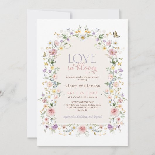 Liefde in Bloom Pastel Wildflower Vrijgezellenfees Kaart (Voorkant)