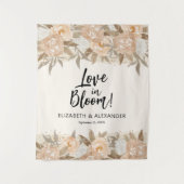 Liefde in Bloom Peach Bloemenbruiloft Wandkleed (Voorkant)