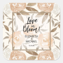 Liefde in Bloom Peach Floral Vierkante Sticker