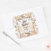 Liefde in Bloom Peach Floral Vierkante Sticker (Envelop)
