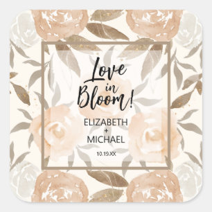 Liefde in Bloom Peach Floral Vierkante Sticker