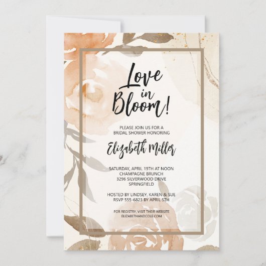 Liefde in Bloom Peach Floral Vrijgezellenfeest Kaart (Voorkant)