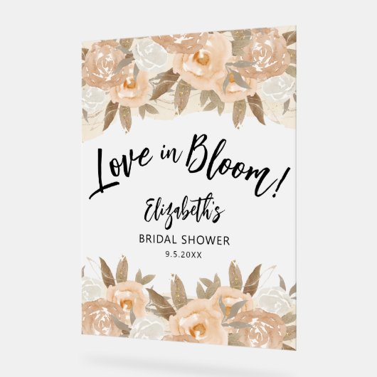 Liefde in Bloom Peach Flowers Vrijgezellenfeest Acryl Bord (Hoek)