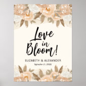 Liefde in Bloom Perzik Bloemen Bruiloft Welkom Poster (Voorkant)