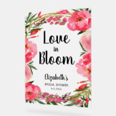 Liefde in Bloom Pink Flowers Vrijgezellenfeest Acryl Bord (Hoek)