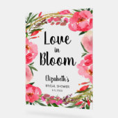 Liefde in Bloom Pink Flowers Vrijgezellenfeest Acryl Bord (Hoek)