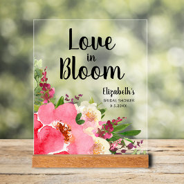 Liefde in Bloom Pink Flowers Vrijgezellenfeest Acryl Bord