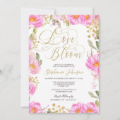 Liefde in Bloom Pink Gold Floral Vrijgezellenfeest Kaart (Voorkant)