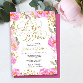 Liefde in Bloom Pink Gold Floral Vrijgezellenfeest Kaart