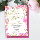 Liefde in Bloom Pink Gold Floral Vrijgezellenfeest Kaart