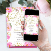 Liefde in Bloom Pink Gold Floral Vrijgezellenfeest Kaart