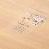 Liefde in Bloom Pink Rose & Green Vrijgezellenfees Acryl Uitnodigingen (Laagn)