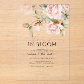 Liefde in Bloom Pink Rose & Green Vrijgezellenfees Acryl Uitnodigingen (Voorkant)