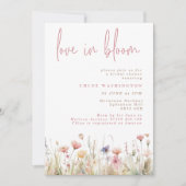 Liefde in Bloom Pink Wild Flowers Vrijgezellenfees Kaart (Voorkant)