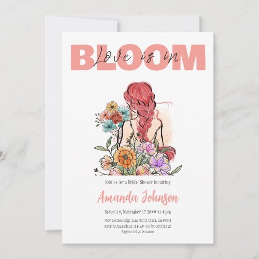 Liefde in Bloom Pink Wildflower Vrijgezellenfeest Kaart (Voorkant)