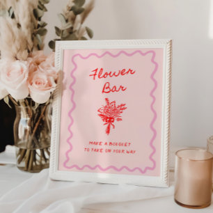 Liefde in Bloom Red Pink Flower Bar Poster